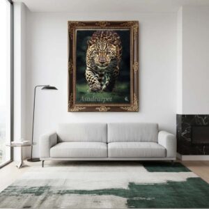 تابلو فرش دستبافت طرح پلنگ